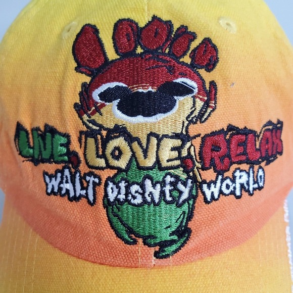 Disney World Hat Adjustable Cap Live Love Relax Reggae Fest Yellow Vacation - Picture 7 of 11